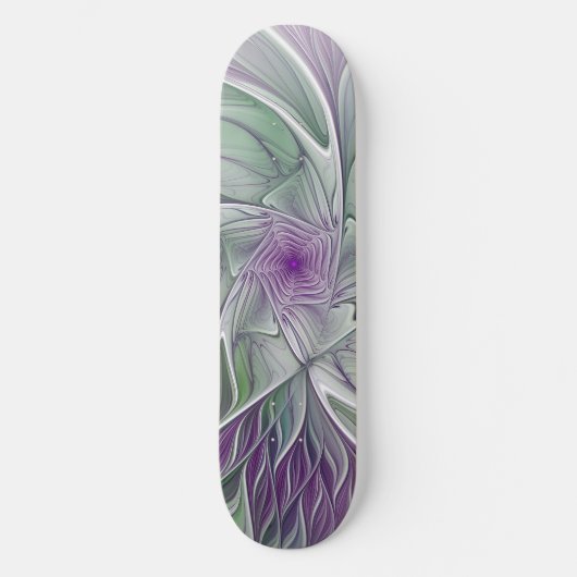 Bloemdromen, Abstracte Paarse groene fractale kuns Skateboard (Voorkant)