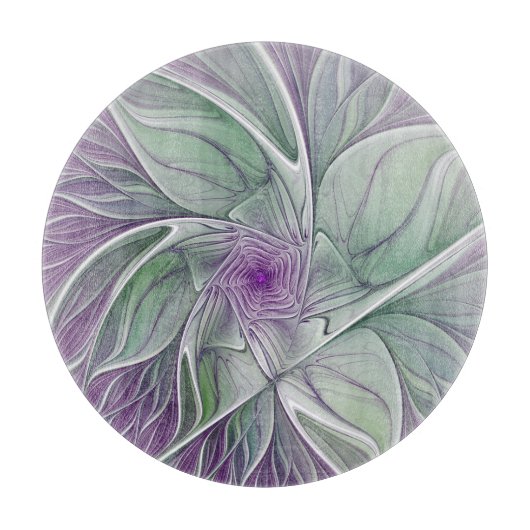 Bloemdromen, Abstracte Paarse groene fractale kuns Snijplank (Voorkant)