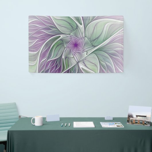 Bloemdromen, Abstracte Paarse groene fractale kuns Spandoek (Beurs)