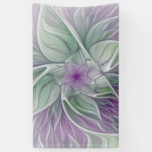 Bloemdromen, Abstracte Paarse groene fractale kuns Spandoek (Verticaal)