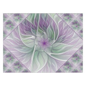 Bloemdromen, Abstracte Paarse groene fractale kuns Tafelkleed (Voorkant (Horizontaal))