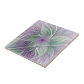 Bloemdromen, Abstracte Paarse groene fractale kuns Tegeltje (Zijkant)