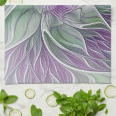 Bloemdromen, Abstracte Paarse groene fractale kuns Theedoek (Gevouwen)