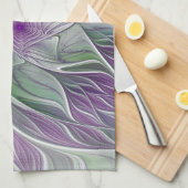 Bloemdromen, Abstracte Paarse groene fractale kuns Theedoek (Quarter Fold)
