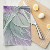 Bloemdromen, Abstracte Paarse groene fractale kuns Theedoek (Quarter Fold)