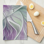 Bloemdromen, Abstracte Paarse groene fractale kuns Theedoek (Quarter Fold)