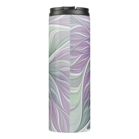 Bloemdromen, Abstracte Paarse groene fractale kuns Thermosbeker (Achterkant)
