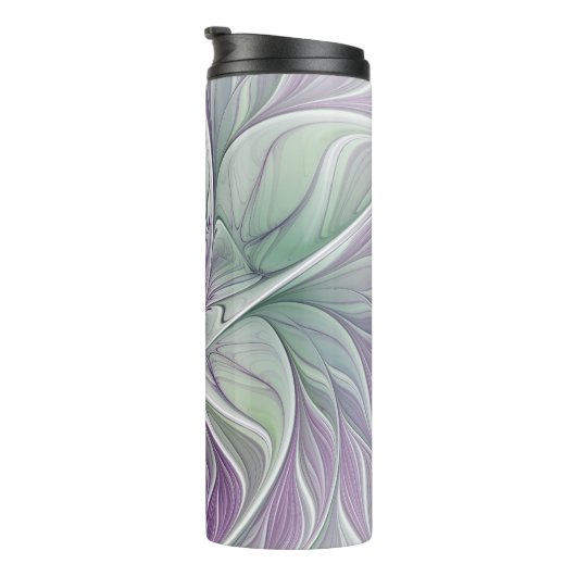 Bloemdromen, Abstracte Paarse groene fractale kuns Thermosbeker (Geroteerd rechts)