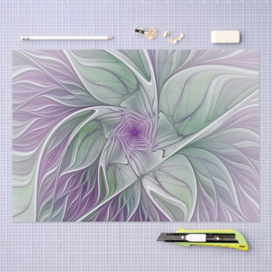 Bloemdromen, Abstracte Paarse groene fractale kuns Tissuepapier (Craft)