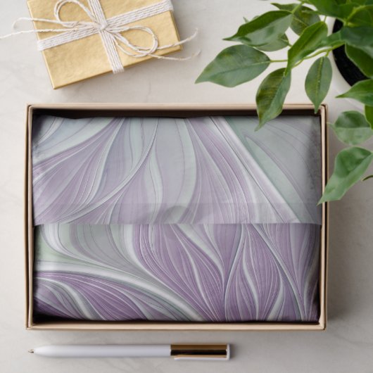 Bloemdromen, Abstracte Paarse groene fractale kuns Tissuepapier (Geschenk)