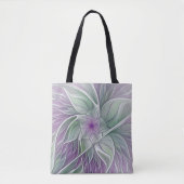 Bloemdromen, Abstracte Paarse groene fractale kuns Tote Bag (Voorkant)