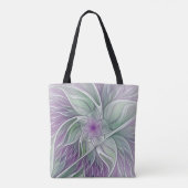 Bloemdromen, Abstracte Paarse groene fractale kuns Tote Bag (Achterkant)