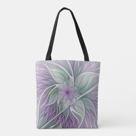 Bloemdromen, Abstracte Paarse groene fractale kuns Tote Bag (Achterkant)