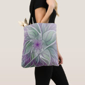 Bloemdromen, Abstracte Paarse groene fractale kuns Tote Bag (Dichtbij)