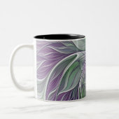 Bloemdromen, Abstracte Paarse groene fractale kuns Tweekleurige Koffiemok (Links)