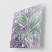 Bloemdromen, Abstracte Paarse groene fractale kuns Vierkante Klok (Hoek)