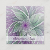 Bloemdromen, Abstracte Paarse groene fractale kuns Vierkante Visitekaartje (Voorkant)