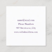 Bloemdromen, Abstracte Paarse groene fractale kuns Vierkante Visitekaartje (Achterkant)