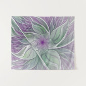 Bloemdromen, Abstracte Paarse groene fractale kuns Wandkleed (Voorkant (horizontaal))