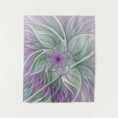 Bloemdromen, Abstracte Paarse groene fractale kuns Wandkleed (Voorkant)