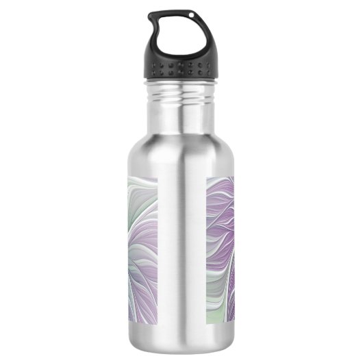 Bloemdromen, Abstracte Paarse groene fractale kuns Waterfles (Achterkant)