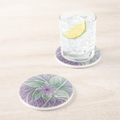 Bloemdromen, Abstracte Paarse groene fractale kuns Zandsteen Onderzetter (Zijkant)