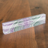 Bloemdromen, Abstracte Paarse groene fractale teks Naambordje (Zijkant)