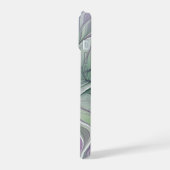 Bloemdroom, Abstracte Paarse Groene Fractale Kunst iPhone 15 Case (Linkerkant)