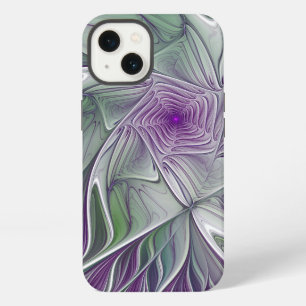Bloemdroom, Abstracte Paarse Groene Fractale Kunst iPhone 13 Hoesje