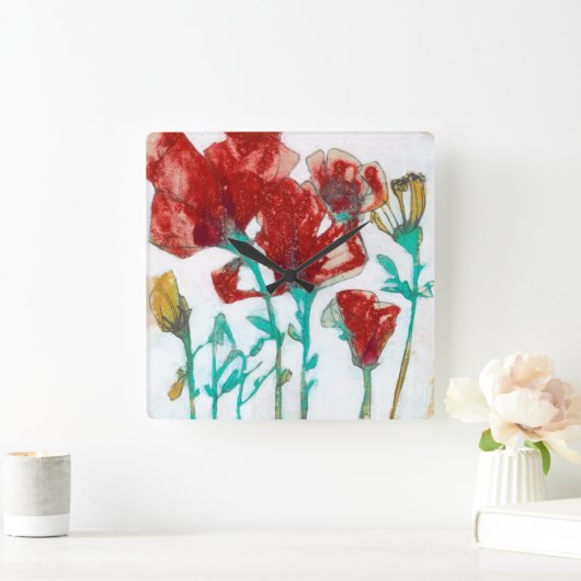 Bloemdruk II Vierkante Klok (Huis)