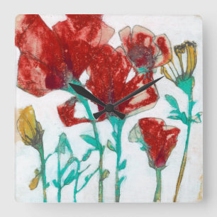 Bloemdruk II Vierkante Klok