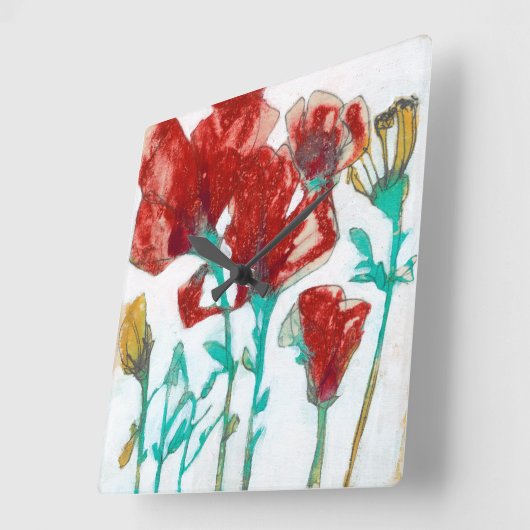 Bloemdruk II Vierkante Klok (Hoek)