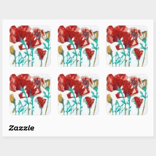 Bloemdruk II Vierkante Sticker (Vel)