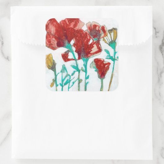 Bloemdruk II Vierkante Sticker (Tas)