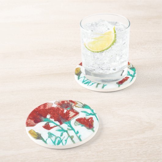 Bloemdruk II Zandsteen Onderzetter (Zijkant)