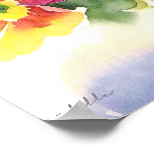 bloemdruk waterverf poster (Hoek)