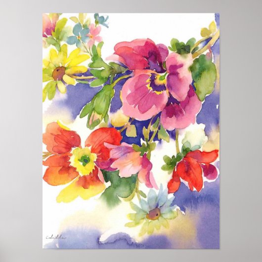 bloemdruk waterverf poster (Voorkant)