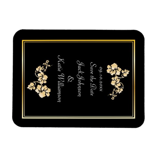 Bloemelement met gouden randen magneet (Horizontaal)