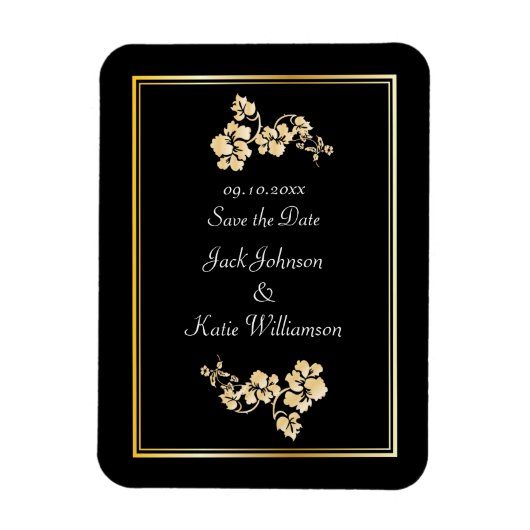 Bloemelement met gouden randen magneet (Verticaal)