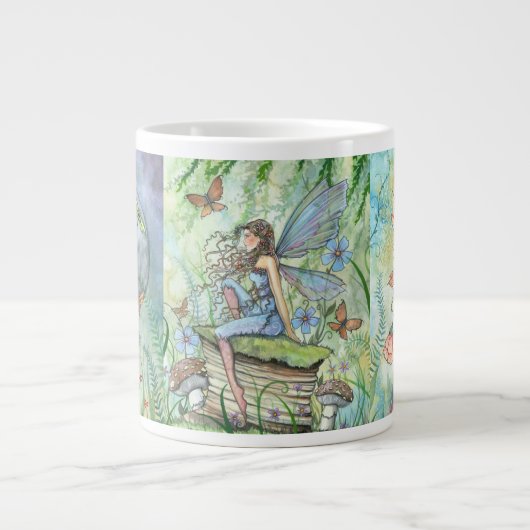 Bloemelfen Fantasy Kunst Jumbo Mok (Voorkant)