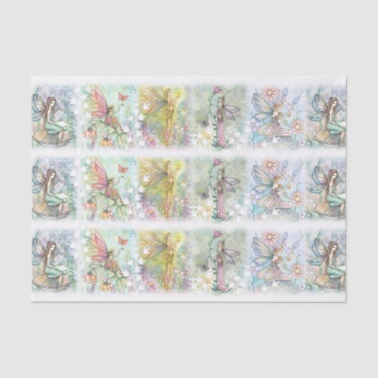 Bloemelfen Kunst Whimsical Waterverf Tissuepapier (Voorkant)