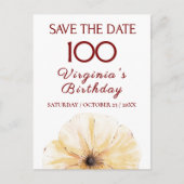 Bloemen 100e verjaardag, Elegant Gele Bloem Design Aankondigingskaart (Voorkant)