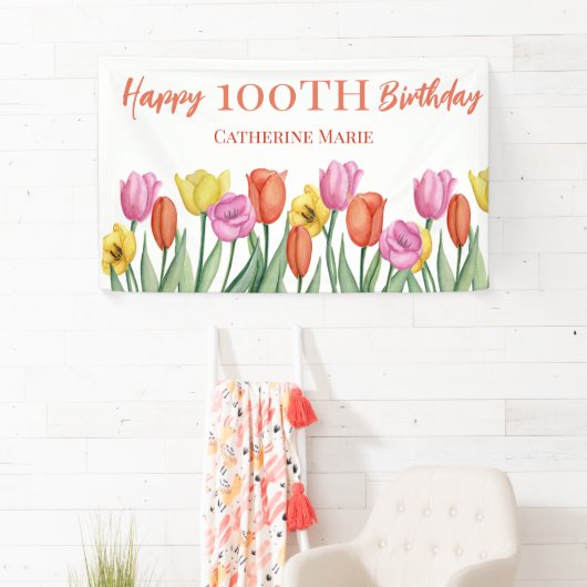 Bloemen 100e verjaardag spandoek (Insitu)