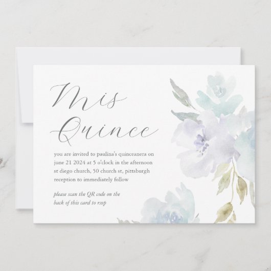  Bloemen 15e Verjaardag Quinceañera QR Code Kaart (Voorkant)