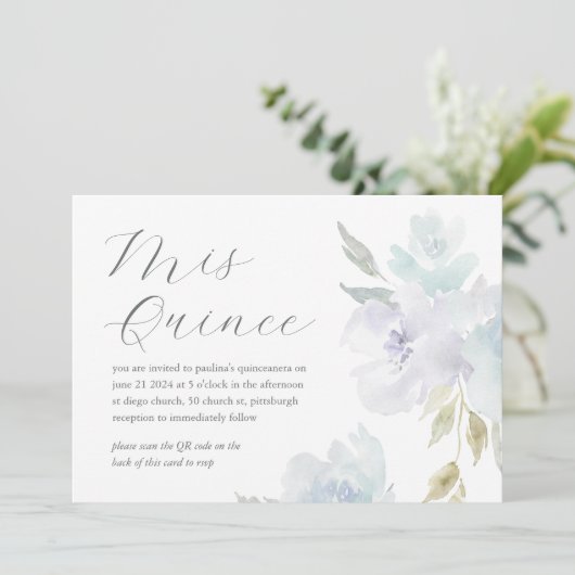  Bloemen 15e Verjaardag Quinceañera QR Code Kaart (Staand voorkant)