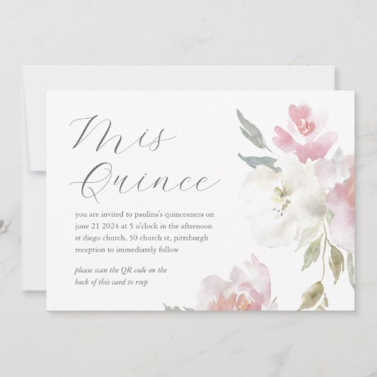  Bloemen 15e Verjaardag Quinceañera QR Code Kaart (Voorkant)