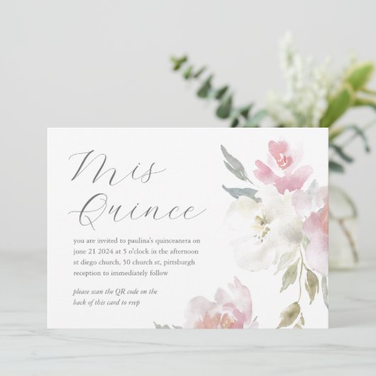  Bloemen 15e Verjaardag Quinceañera QR Code Kaart (Staand voorkant)