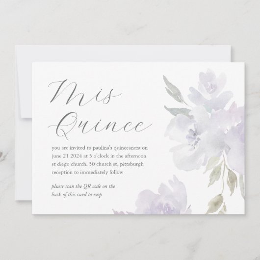  Bloemen 15e Verjaardag Quinceañera QR Code Kaart (Voorkant)