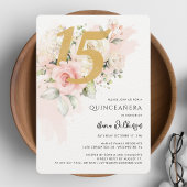 Bloemen 15e Verjaardag Quinceanera Waterverf Kaart