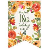 Bloemen 18e gelukkige verjaardag bunting banner (Eerste vlag)